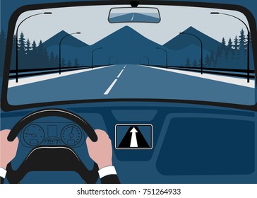 Man after the helm of car, kind from a salon vectorial illustration.