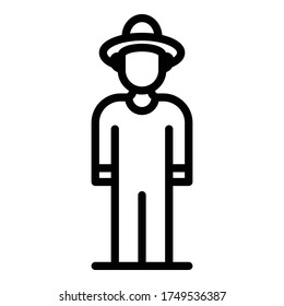 Eine agronomistische Ikone des Menschen. Outline man agronomist Vektorsymbol für Webdesign einzeln auf weißem Hintergrund