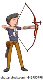 Man ahtlete doing archery  illustration