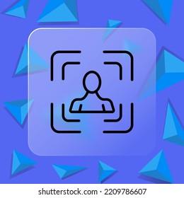 Man with aim line icon. Cursor, target audience, data analysis, targeting, goal, targetologist, achieve, stategy, achievement, planning. Business concept. Glassmorphism style. Vector line icon