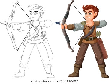 Man aiming bow and arrow confidently
