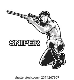 a man is aiming at a target with a gun