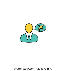 man airplane travel icon vector