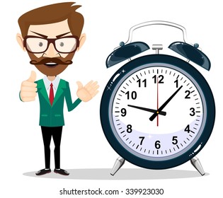 Man with an alarm clock