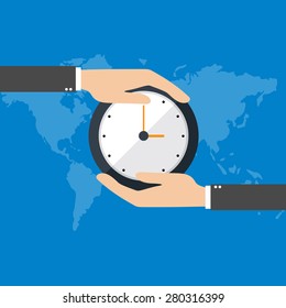 Man with an alarm clock. vector