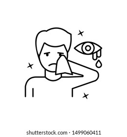 Man, allergy, eye, pain icon. Element of allergy icon