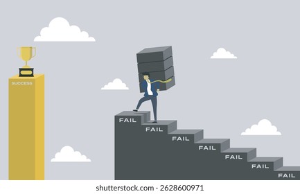 Man always keep moving by staircase never giveup know his potential for improve business, skill, plan, strategy, and marketing. doesn't matter how many failed but success is in sight.