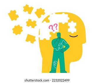 Man with Alzheimer's stock. Colorful vector illustration