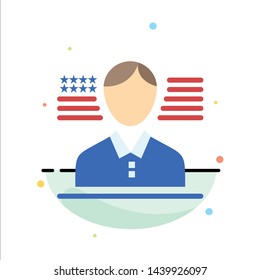 Man, American, Flag Abstract Flat Color Icon Template