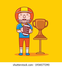 Man American Football Player Cartoon Vector