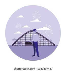 man in the amusement park