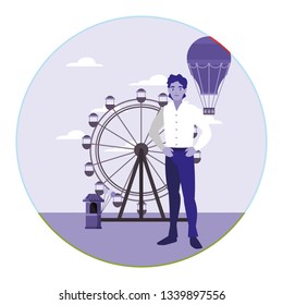 man in the amusement park