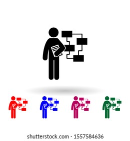 man with analyst degree multi color icon. Simple glyph, flat vector of student degree icons for ui and ux, website or mobile application