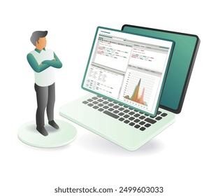 A man is analyzing development data