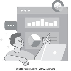 Man Analyzing Visual Business Graph