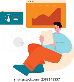 Man Analyzing Web Chart and Growth
