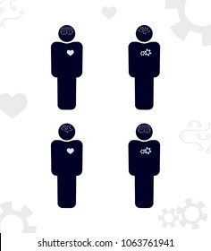 man and android icons, set of figures