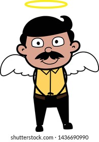 Man in Angel Costume - Indian Cartoon Man Father Vector Illustration