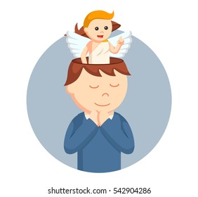 man with angel in his head