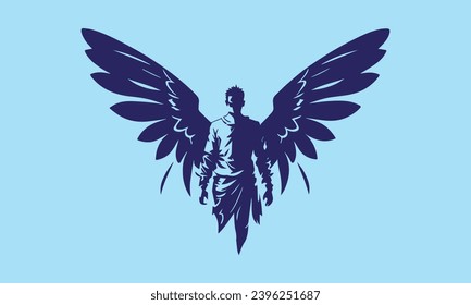 a man angel with wings logo