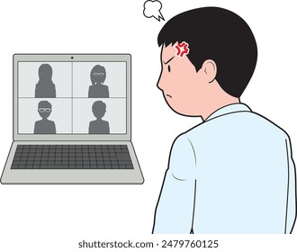 Man angry at computer meeting