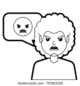 man with angry emoticon in speech bubble