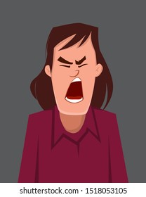 Man angry facial expression vector illustration.