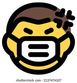 man angry with a facial expression wearing the mask
