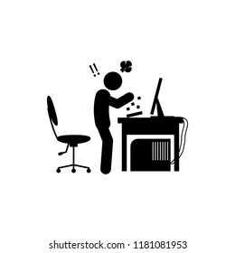man angry icon. Element of gamer icon for mobile concept and web apps. Glyph man angry icon can be used for web and mobile on white bakgorund