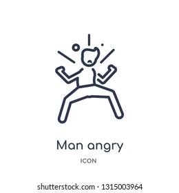 man angry icon from people outline collection. Thin line man angry icon isolated on white background.