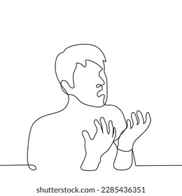 man angry - one line drawing vector. the concept confusion, shock, surprise, indignation
