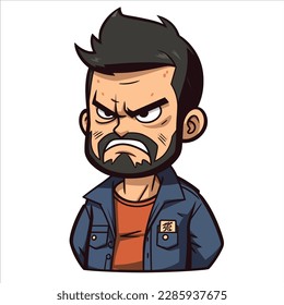 A Man with an angry and unhappy face and expression