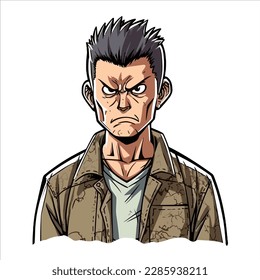 A Man with an angry and unhappy face and expression