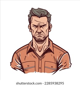 A Man with an angry and unhappy face and expression