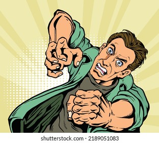 The man was angry, upset.hand drawn style vector design illustration.