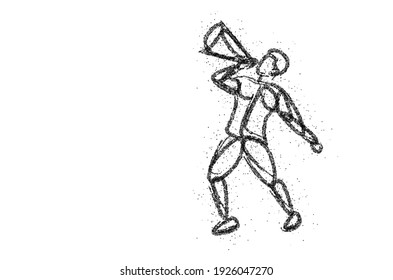 Man Announcement with loudspeaker, Particle Vector Illustration.