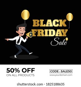man is announcing sale offer of Black Friday banner design.