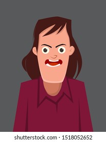 Man annoyed facial expression vector illustration.