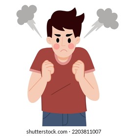 hombre con molesto diseño plano de ilustración de vector facial