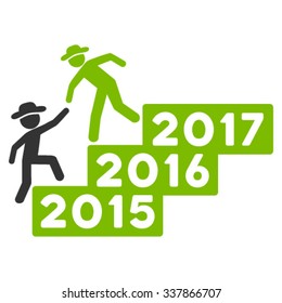Man Annual Help vector icon. Style is bicolor flat symbol, eco green and gray colors, rounded angles, white background.