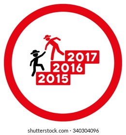 Man Annual Help vector icon. Style is bicolor flat circled symbol, intensive red and black colors, rounded angles, white background.