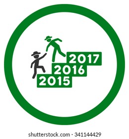 Man Annual Help vector icon. Style is bicolor flat circled symbol, green and gray colors, rounded angles, white background.