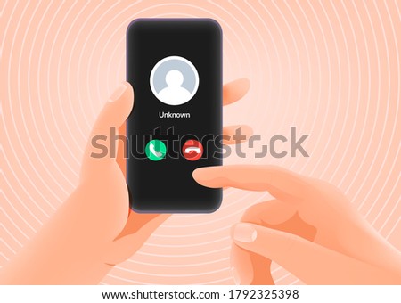 Man answering to incoming call. Unknown caller