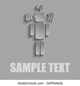 Man with antenna and ears on gray background