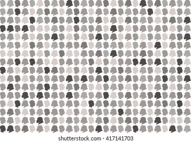 Man and Ape looking at each other pattern, grayscale