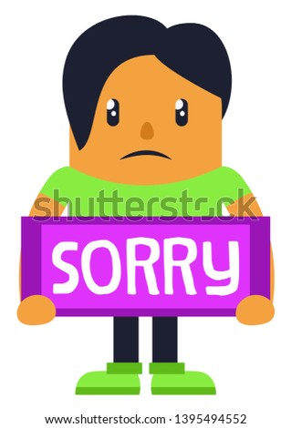 Man apologising, illustration, vector on white background.