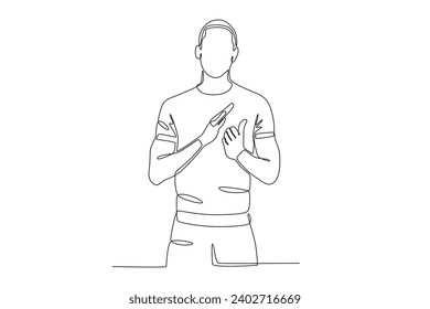 A man applauded in appreciation. Applause one-line drawing