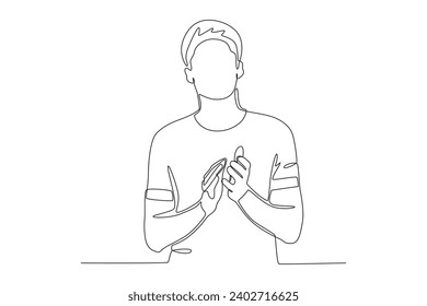 A man applauds his colleague. Applause one-line drawing