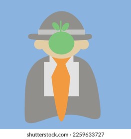 man with an apple  background person cartoon  illustration