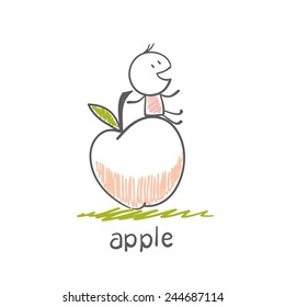 man with an apple illustration